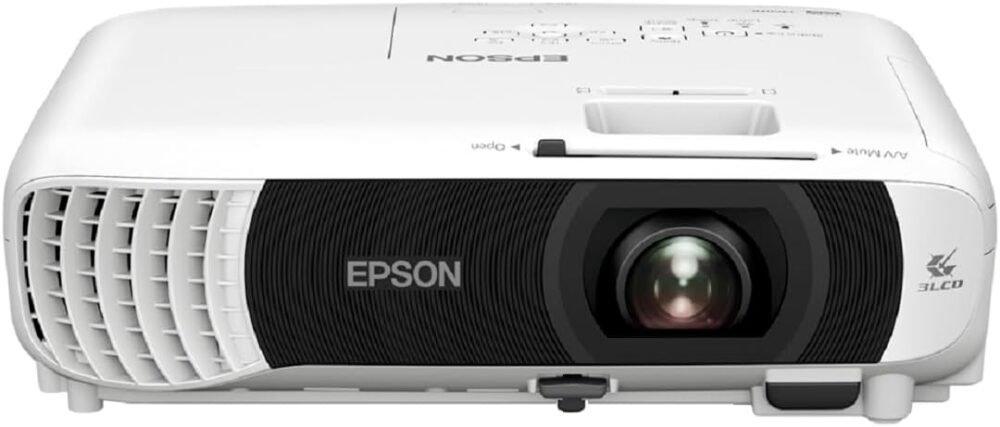 Epson EB-W55 | WXGA Affordable Projector | 3LCD | 4,000 Lumens | 320" Display | Wi-Fi | Split-screen | 2x HDMI | Easy Setup | Home and Office Use | White