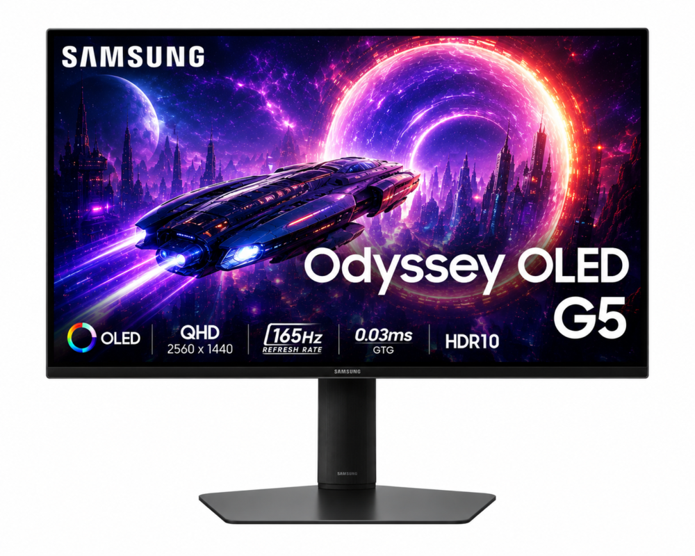 Samsung 27" OLED Gaming Monitor G5 G50SF QHD (2,560 x 1,440) 180Hz Refresh Rate, 0.03 Ms Response Time, with Tilt, Black Color, LS27FG502SMXUE