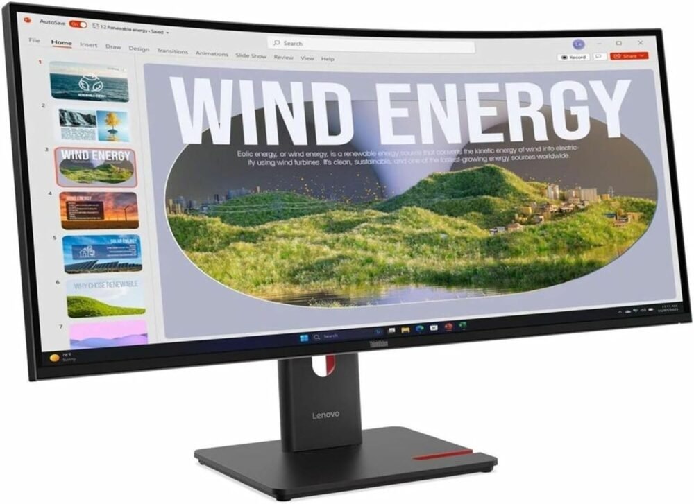 Lenovo ThinkVision T34WD-40 34" Class UW-QHD Curved Screen LED Monitor - 21:9 - Eclipse Black