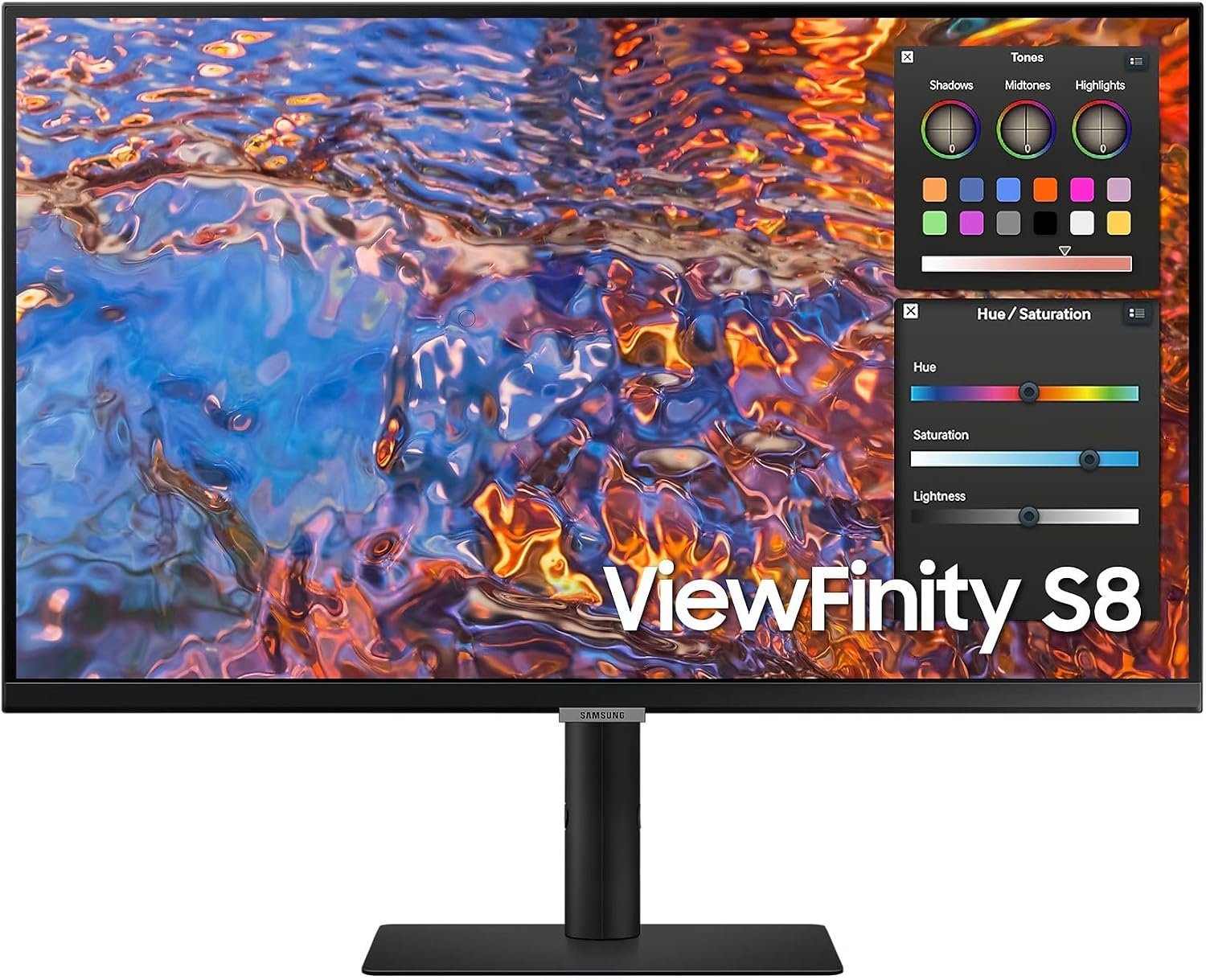 Samsung ViewFinity S8 27" UHD (3,840 x 2,160) monitor with IPS panel, 60Hz refresh rate and 5ms response time, USB type-C-LS27B800PXMXUE