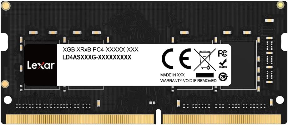 Lexar 16GB Single DDR4 SODIMM RAM 3200MT/s CL22 260-Pin Laptop Memory, Black (LD4AS016G-B3200GSST)