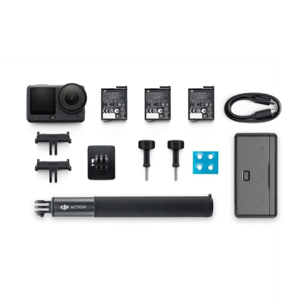 DJI Osmo Action 6 Adventure Combo, Action Camera with 1/1.1" Square Sensor, Variable Aperture of f/2.0–f/4.0, Cold-Resistant, 4hrs Battery, Action