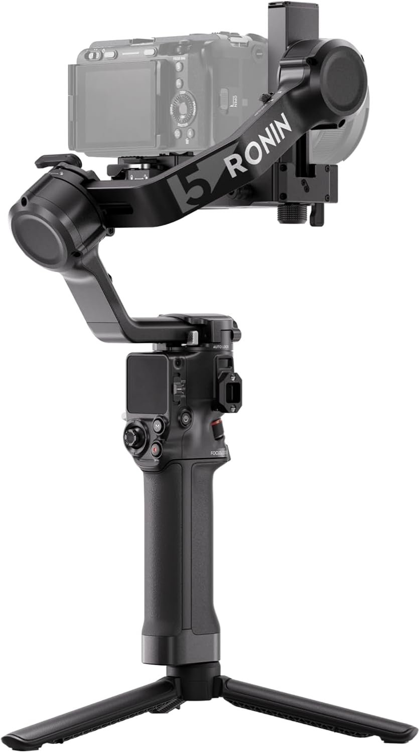 DJI RS 5, Gimbal Stabilizer for Camera, Canon/Sony/Nikon/Fujifilm | Fine-Tuning Knobs, 2nd-Gen Automated Axis Locks, Quick-Open Tripod, Z-Axis Indicator