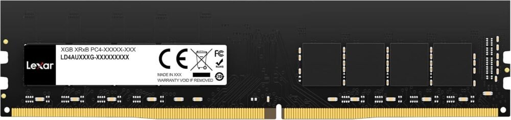 Lexar 16GB Single DDR4 UDIMM RAM 3200MT/s CL22 288-Pin Desktop Memory, Black (LD4AU016G-B3200GSST)