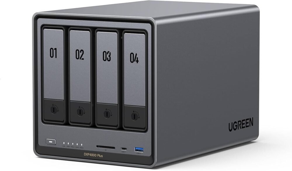 UGREEN NASync DXP4800 Plus 4 Bay NAS | Intel Pentium Gold 8505, 10GbE + 2.5GbE LAN, 8GB DDR5 up to 64GB, Built-in 128GB SSD, 2 M.2 NVMe Slots