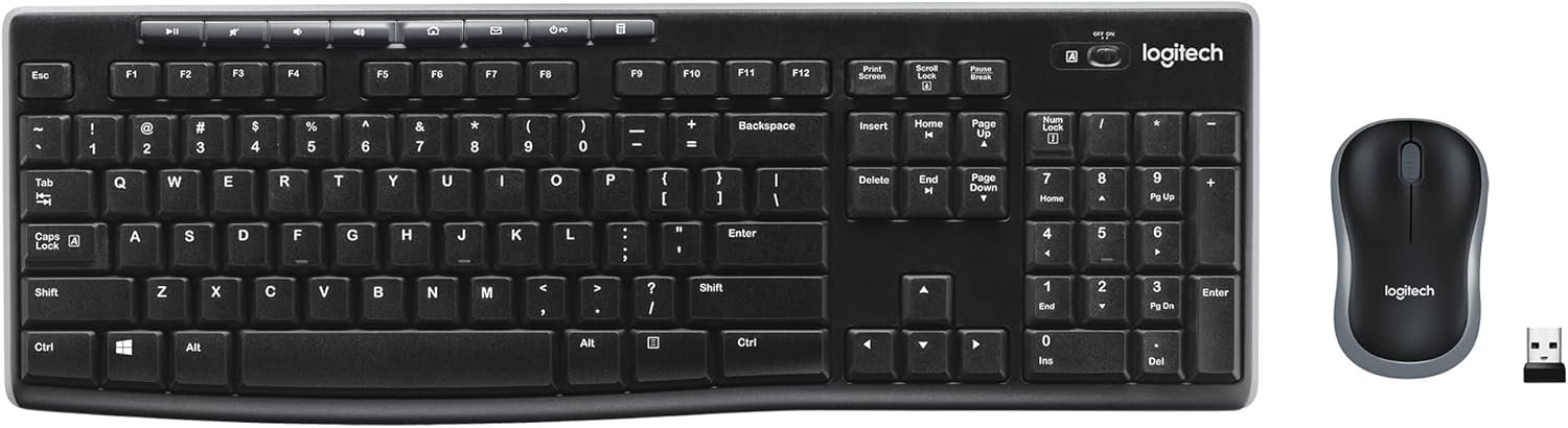 Logitech MK270 Full Size Wireless Keyboard and Mouse Combo - Black