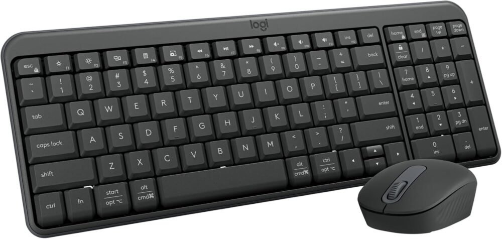 Logitech MK250 Wireless Bluetooth Keyboard and Mouse Combo - Graphite | Bluetooth connection only, compact keyboard with number pad, small ambidextrous M196