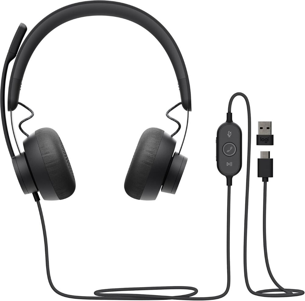 Logitech Zone Wired Noise Cancelling Headset - Teams | Certified for Microsoft Teams, advanced noise-canceling mic, for open office environments