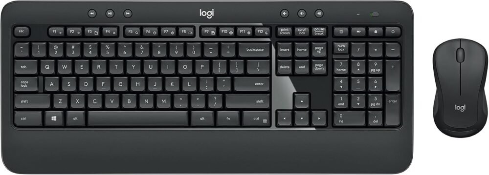 Logitech MK540 Full Size Advanced Wireless Keyboard and Mouse Combo | Full size quiet keyboard with number pad & integrated palm rest, full size