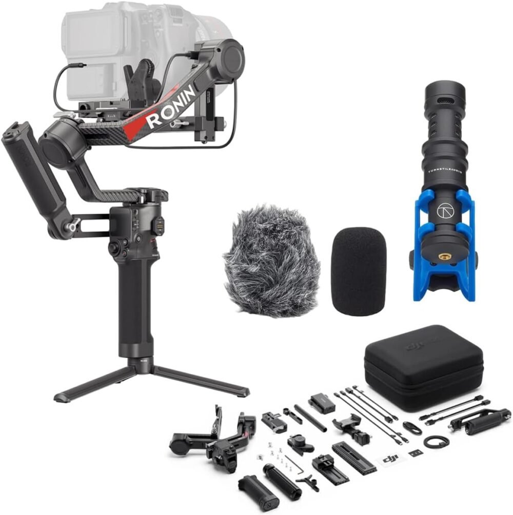 DJI RS 4 Pro Combo, 3-Axis Gimbal Stabilizer for DSLR & Cinema Cameras, Native Vertical Shooting, 4.5kg/10lbs Payload, Image Transmitter & Focus Pro