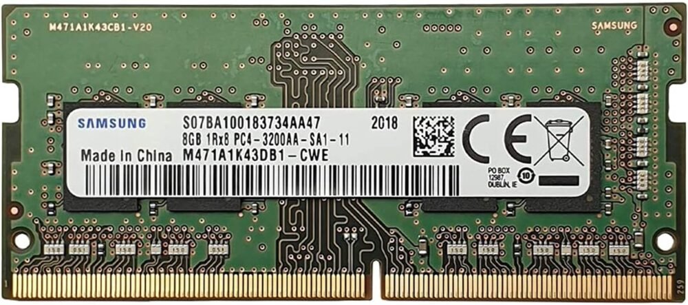 Samsung 8GB DDR4 3200MHz PC4-25600 (PC4-3200AA) CL22 SODIMM 1Rx8 Single Rank 1.2V 260-Pin Laptop RAM Memory