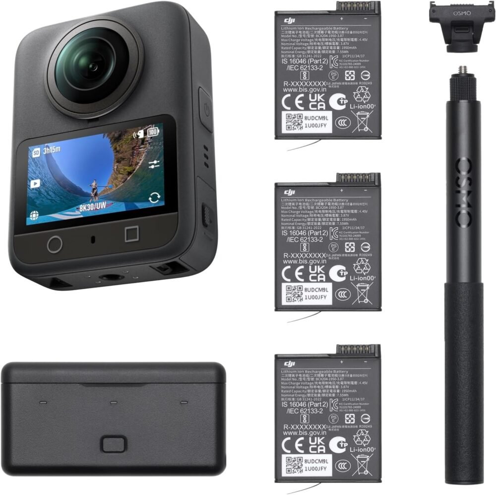 DJI Osmo 360 Adventure Combo, 360 Action Camera | 1-Inch 360° Imaging, Extended Battery Life With 3 Batteries, Native 8K 360° Video, 4K/120fps & 170°