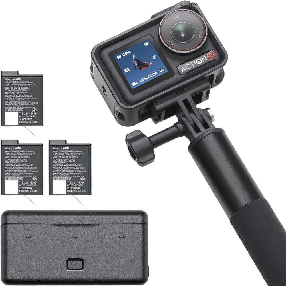 DJI Osmo Action 5 Pro Adventure Combo, Waterproof Action Camera | 1/1.3" Sensor, 4K/120fps Video, Subject Tracking, 12h Extended Battery Life w/ 3