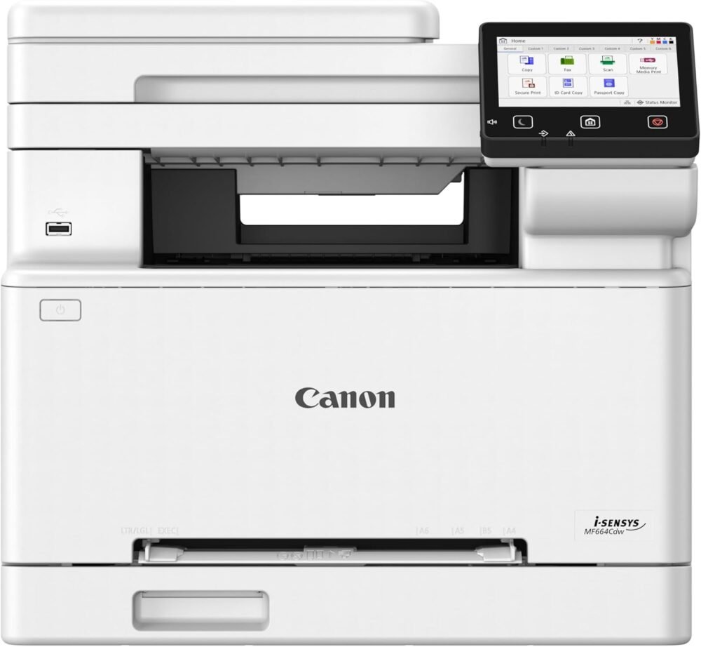 Canon i-SENSYS MF664Cdw​ Wireless Colour Multifunction Laser Printer - A4, Print, Copy, Scan - 21 ppm print speed, LCD Touch Screen - Wi-Fi Connectivity, Scan to Cloud - Office Printer