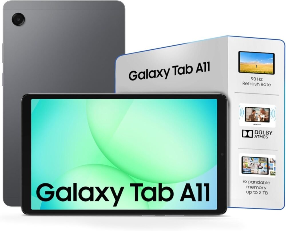 Samsung Galaxy Tab A11 8.7″ LTE tablet with 8GB RAM, 128GB storage, Wi-Fi and 4G connectivity. Compact Gray design for work, entertainment and everyday use.
